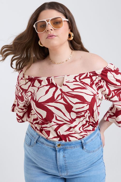 Blusa Ciganinha Feminina Estampa Folhagem