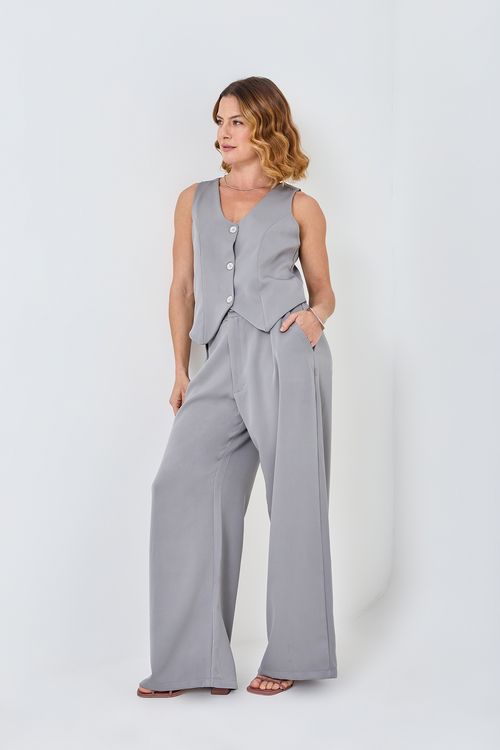 Calça Feminina Alfaiataria City Cinza Claro