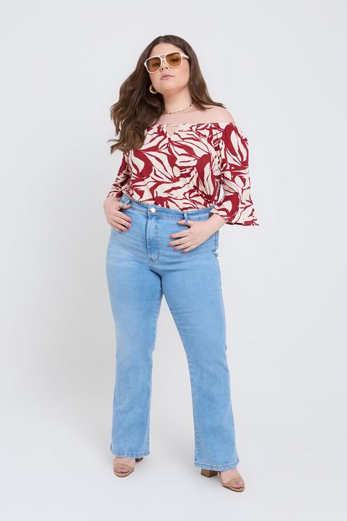 Calça Jeans Flare Feminina Caedu Azul Claro Confortável