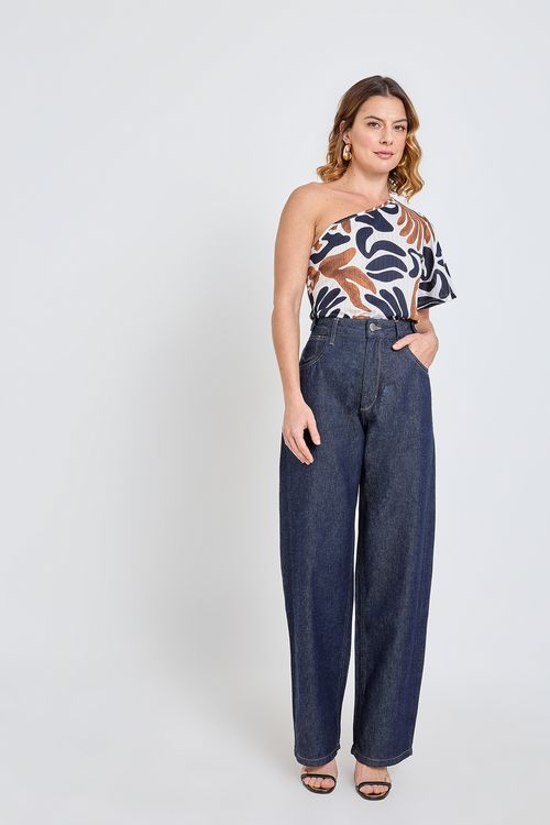 Calça Jeans Feminina Caedu Balloon Azul Escuro
