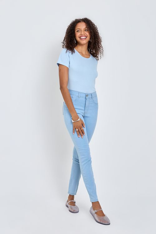 Calça Jeans Feminina Caedu Skinny Barra Média Azul Médio