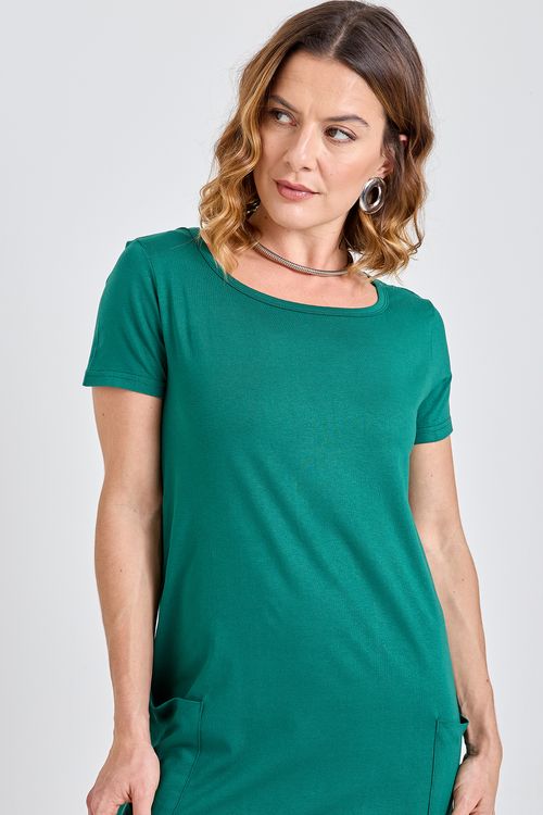 Vestido Feminino Caedu Malha Verde Esmeralda com Bolso