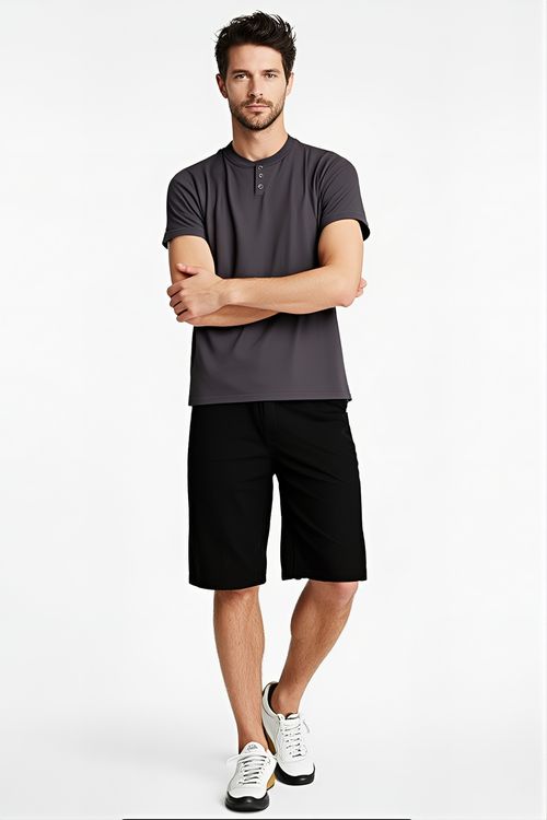 Bermuda Jeans Masculina Reta Caedu Preta 5 Bolsos