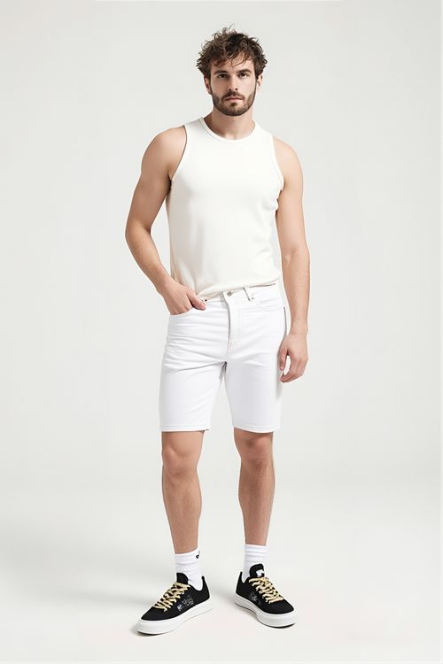 Bermuda Masculina Reta 5 Bolsos Off White Caedu