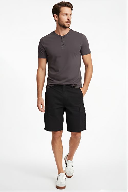 Bermuda Cargo Sarja Caedu Masculina Preta - Estilo e Conforto