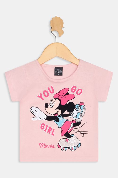 Blusa Infantil Minnie Patins Rosa Claro Caedu