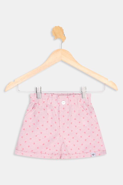 Shorts Infantil Clochard Caedu Rosa Claro com Corações