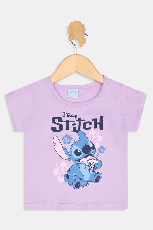 Blusa Infantil Stitch Disney Lilás Algodão - Caedu