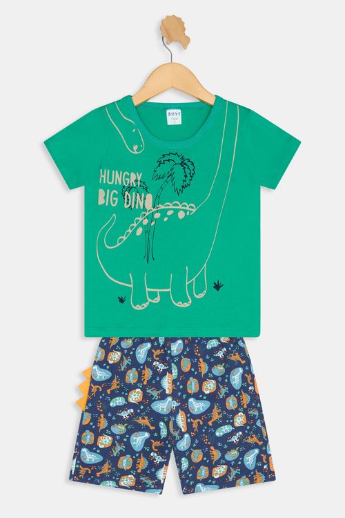 Conjunto Infantil Dino Verde Caedu Meia Malha