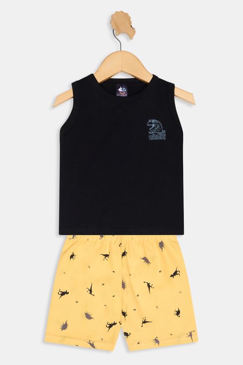 Conjunto Infantil Caedu Dinossauro Amarelo Menino 1-3 Anos