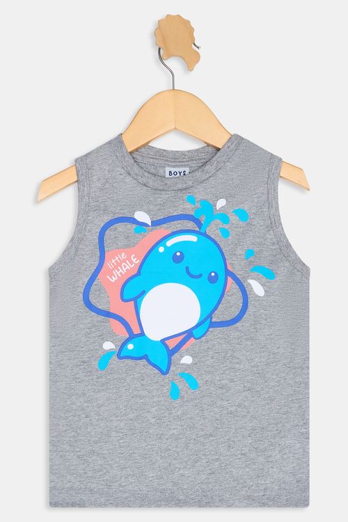 Regata Infantil Caedu Baleia Little Whale Cinza Mescla