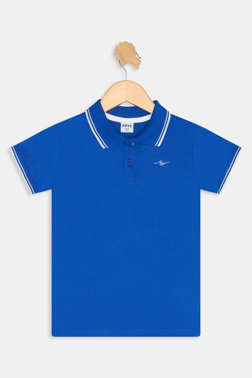 Top Polo Infantil Caedu Algodão Azul Médio 4-8 Anos