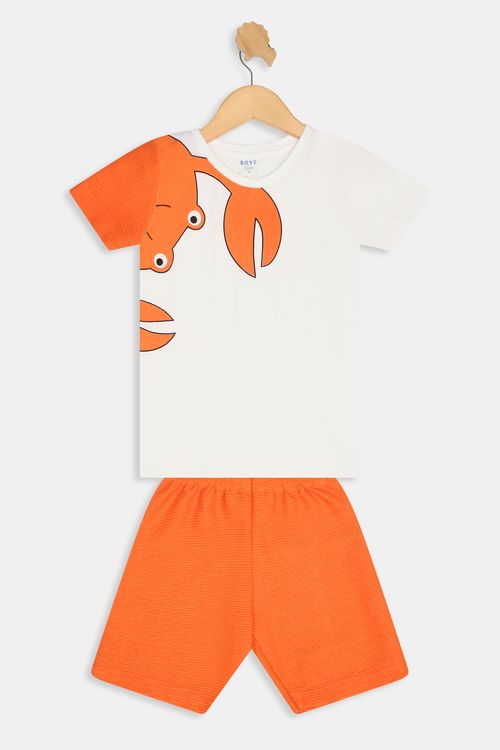 Conjunto Infantil Menino Caedu Caranguejo Off White/Laranja