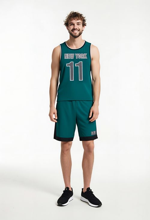 Short Masculino Caedu Basquete Leve Microfibra Verde Escuro