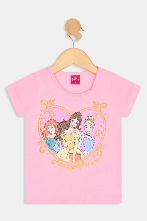 Blusa Infantil Princesas Disney Caedu Rosa Neon