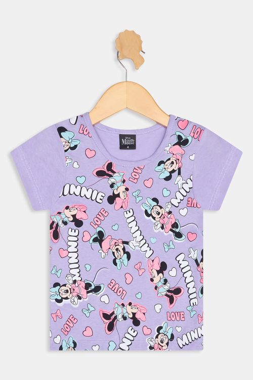 Blusa Infantil Caedu Minnie Mouse Lilás Meia Malha