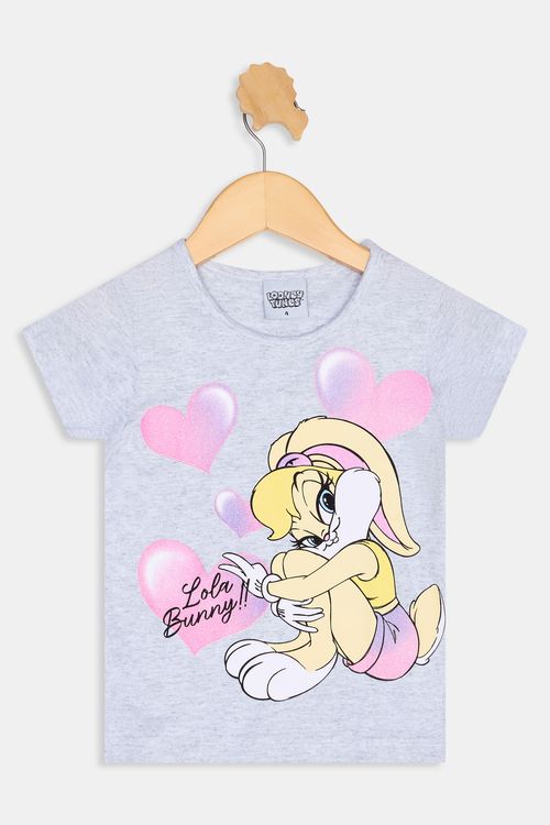Blusa Infantil Lola Bunny Caedu Meia Malha Mescla