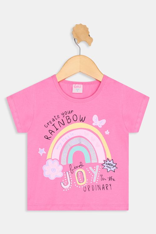Blusa Infantil Caedu Menina 4-8 Anos Arco-Íris Cotton Silk