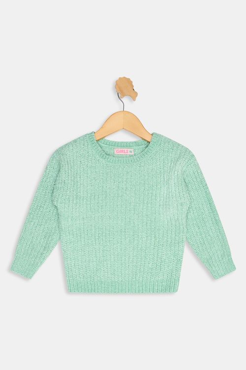 Suéter Infantil Menina Caedu Chenille Verde Claro 4-8 Anos