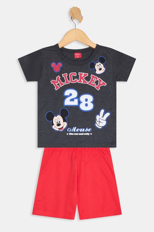 Conjunto Infantil Mickey Baby Caedu Cinza Mescla/Vermelho