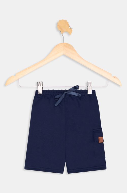 Bermuda Cargo Caedu Infantil Moletom Azul Escuro