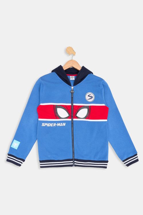 Moletom Infantil Homem-Aranha Azul Caedu C/ Capuz Zíper
