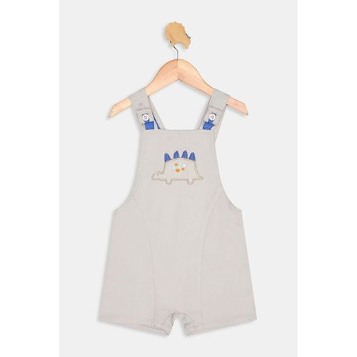 Jardineira Infantil Jeans Dinossauro Caedu Bege Claro