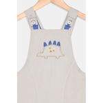 Jardineira Infantil Jeans Dinossauro Caedu Bege Claro 2