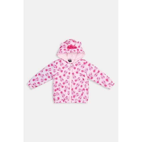 Jaqueta Infantil Minnie Mouse Rosa Microfibra Capuz Orelhas