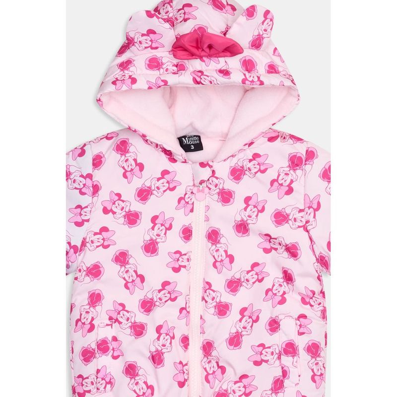 Jaqueta Infantil Minnie Mouse Rosa Microfibra Capuz Orelhas 2