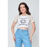 Blusa Cropped Feminina Caedu Raglan Estampada Branca 0