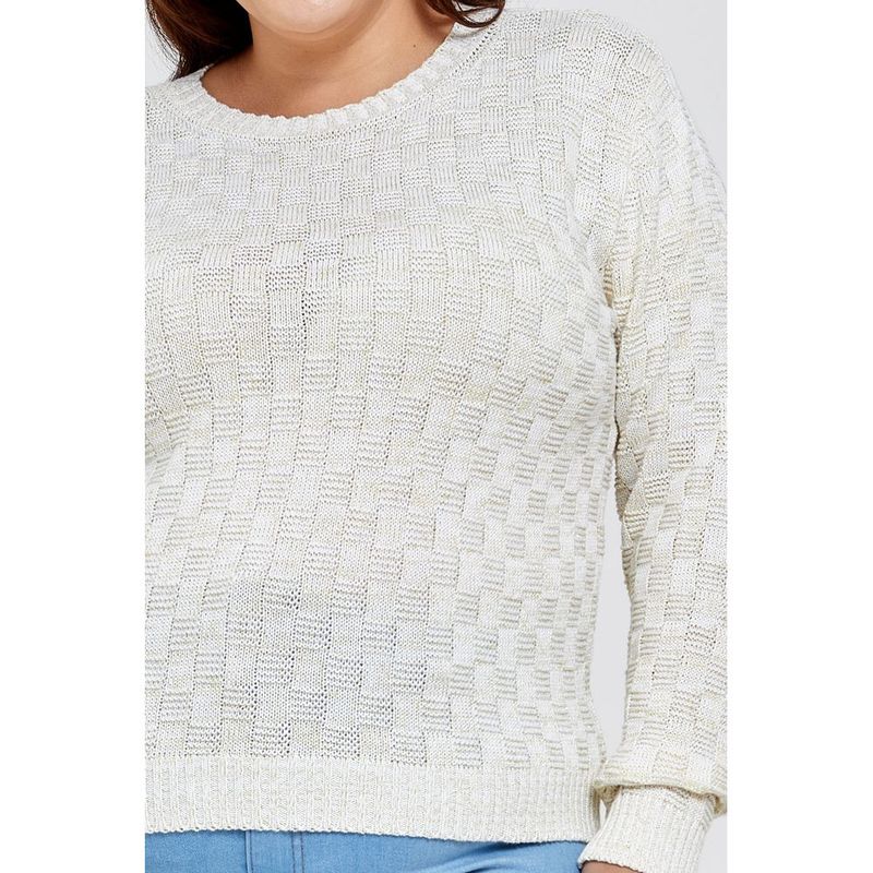 Tric  Feminino Caedu Quadriculado Lurex Off White 1