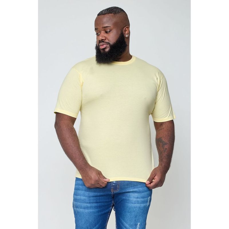 Camiseta Masculina Plus Size Amarela Algod o Caedu 0