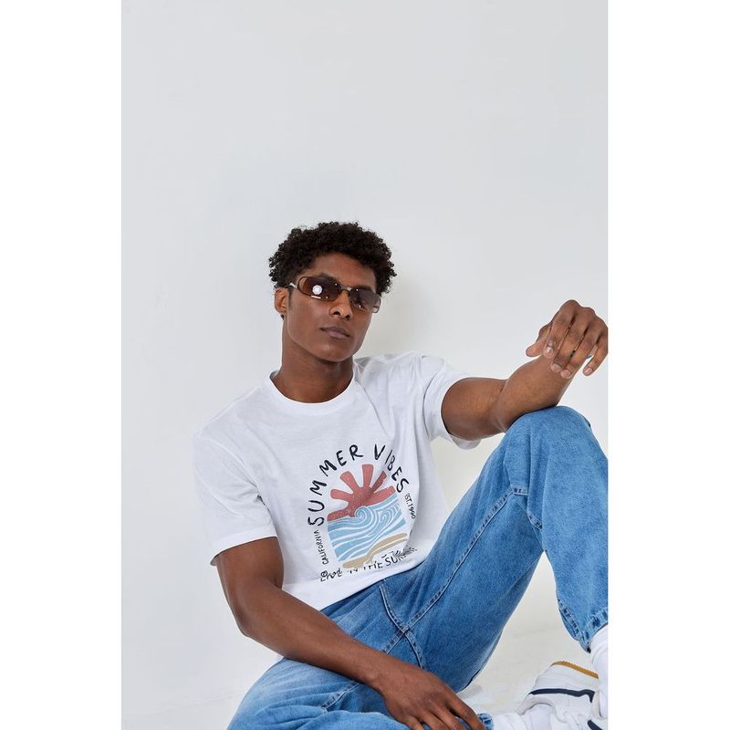Camiseta Masculina Caedu Summer Vibes Branca Algod o 0