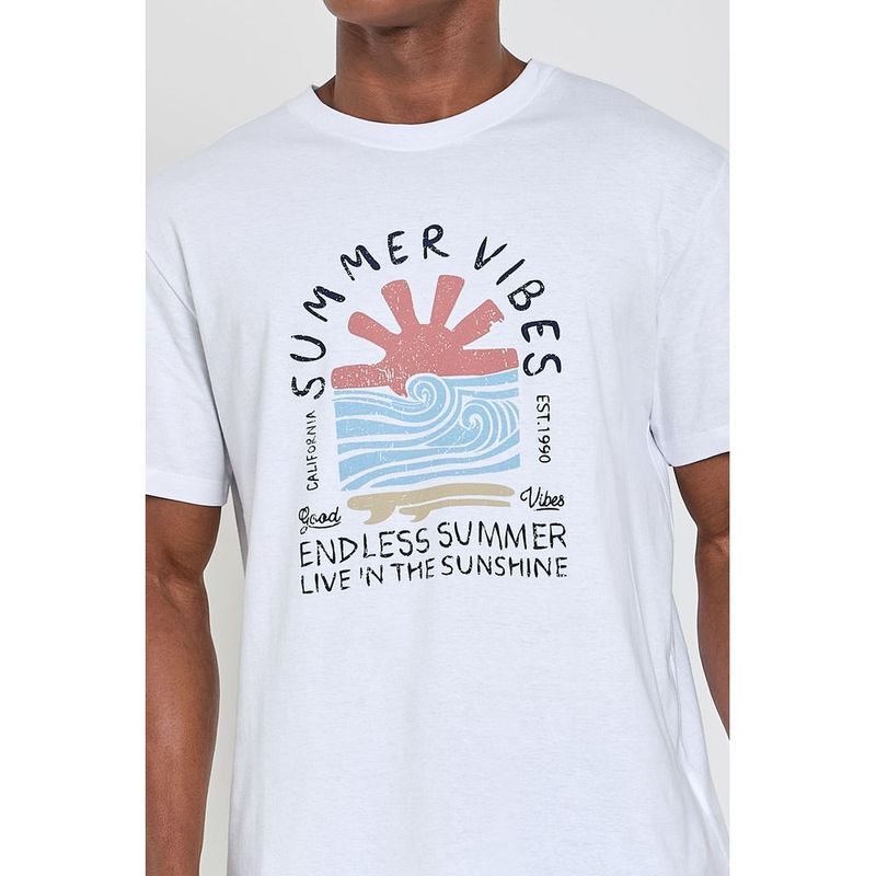 Camiseta Masculina Caedu Summer Vibes Branca Algod o 1