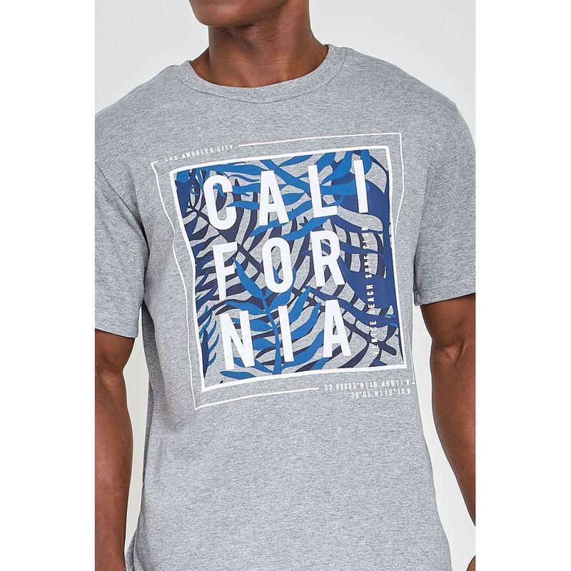 Camiseta Masculina Caedu Calif rnia Manga Curta Cinza Mescla 1