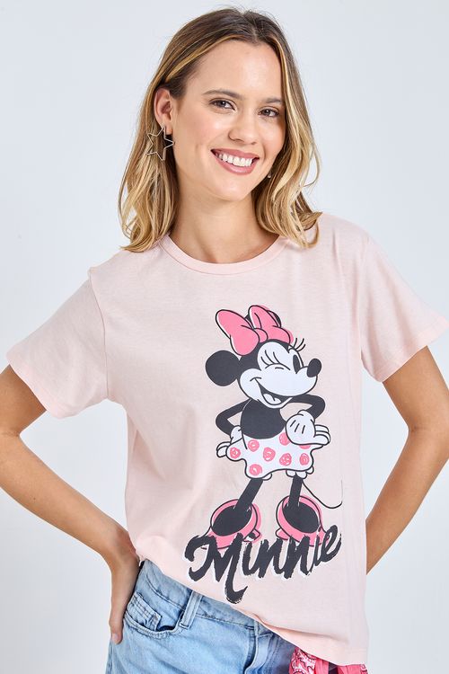 Camiseta Feminina Rosa Claro Minnie Mouse