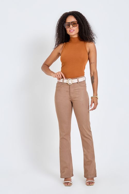 Calça Boot Cut Feminina Bege Escuro