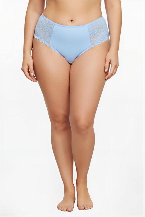 Calcinha Biquíni Feminino Azul Celeste Renda Floral