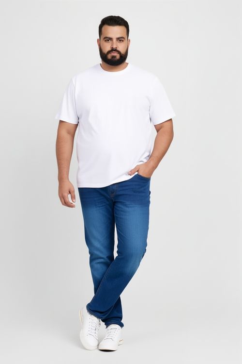 Calça Jeans Masculina Slim Fit Azul Médio