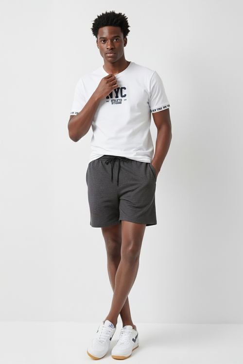 Bermuda de Moletom Conforto Masculina Cinza Grafite