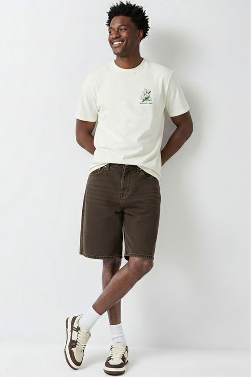 Bermuda Jeans Baggy Masculina Marrom Escuro