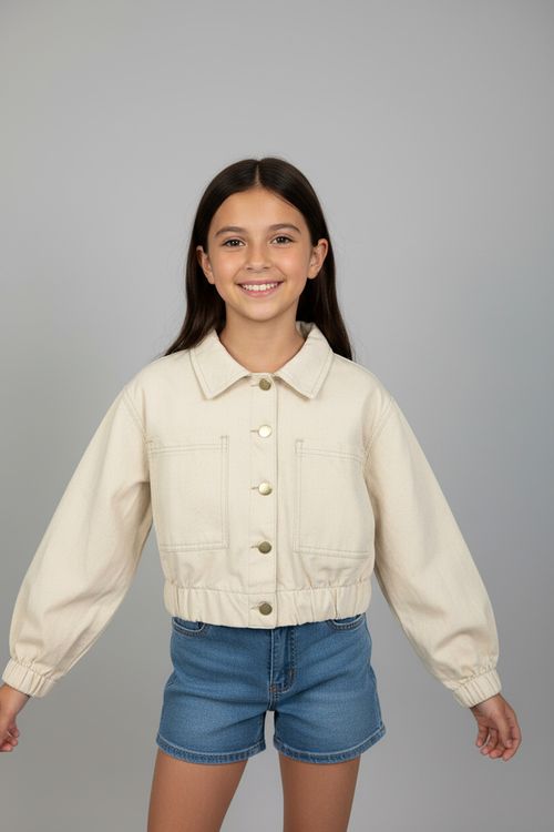 Jaqueta Cropped Feminina Off White Juvenil