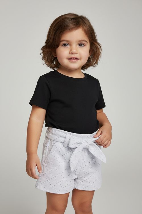 Shorts Infantil Menina Branco Laise Broderie