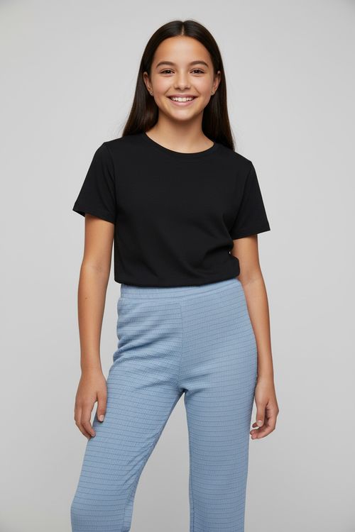 Calça Infantil Menina Azul Claro Canelada