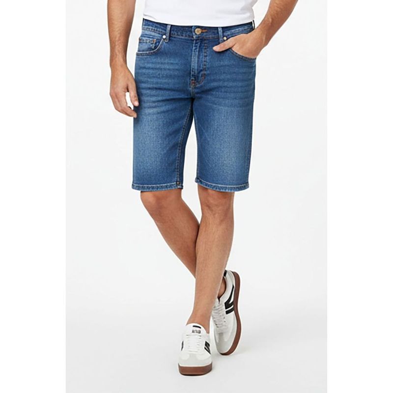 Bermuda Jeans Masculina Azul M dio Efeito Desbotado 1