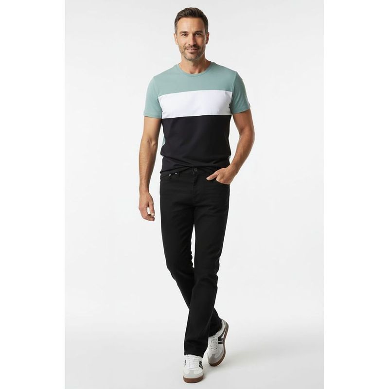 Camiseta Masculina Color Block Verde Menta  Branco e Preto 3