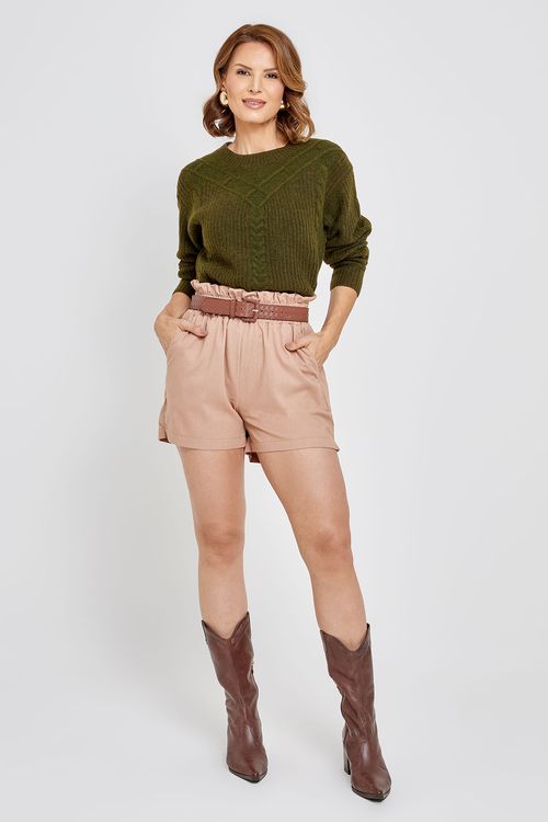 Short Feminino Caedu Linho Bege - Elegância e Conforto