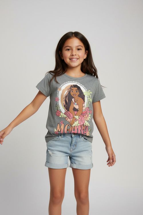Blusa Infantil Menina Mescla Moana Aventureira Tropical
