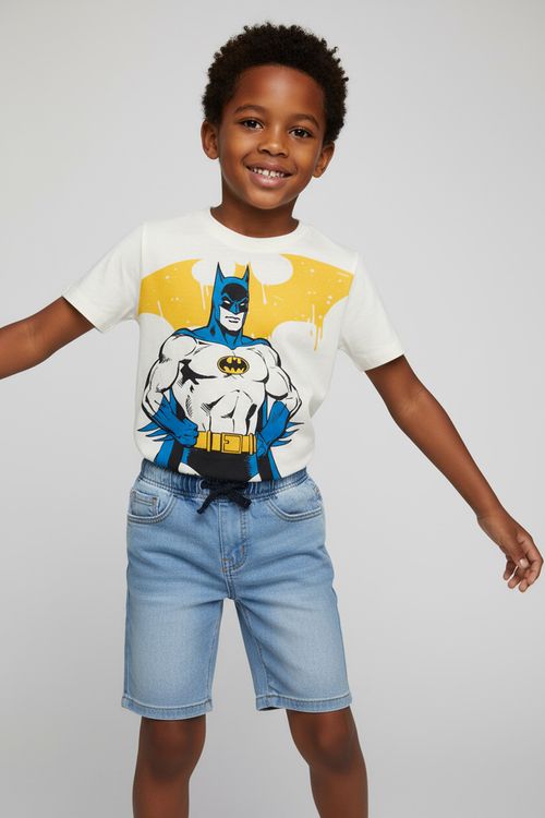 Camiseta Infantil Menino Off White Batman em ação